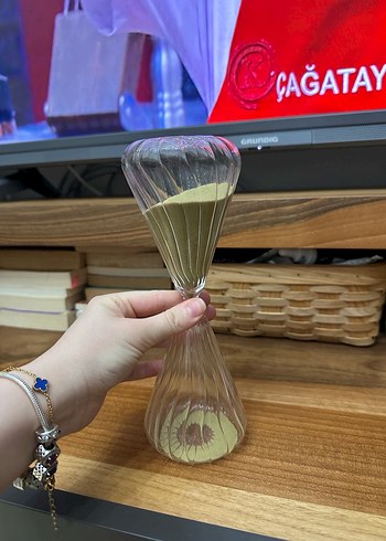 Bej Renkli Şeffaf Kum Saati Vazo - Görsel 2