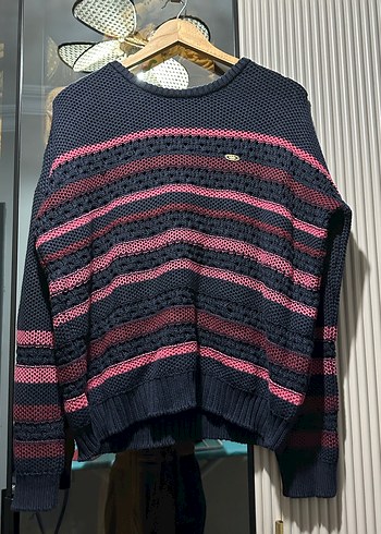 Us polo Çizgili Örgü Kadın Kazak - Görsel 3