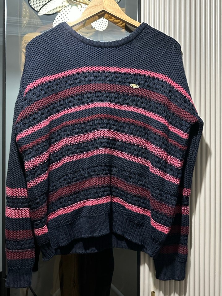 Us polo Çizgili Örgü Kadın Kazak - Görsel 2