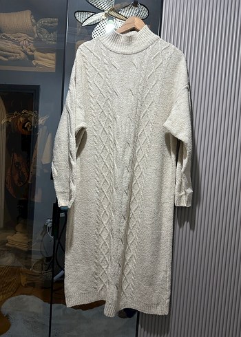 Bohem Uzun Gri Triko Kazak elbise - Görsel 2