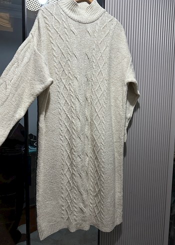 Bohem Uzun Gri Triko Kazak elbise - Görsel 3