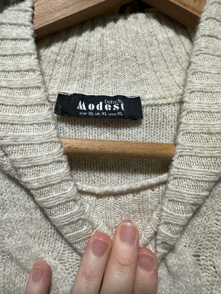 Bohem Uzun Gri Triko Kazak elbise - Görsel 5