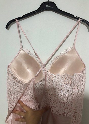 Pierre Cardin İnce Askılı Pembe Midi Gecelik
