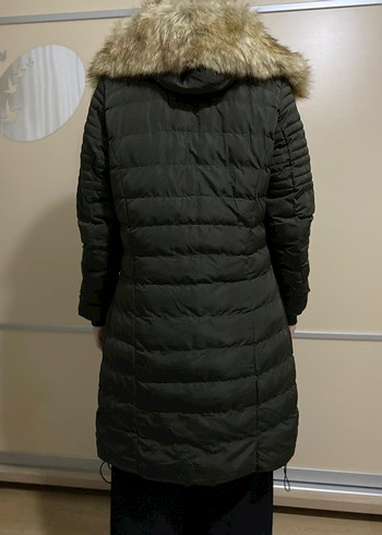 haki yeşili Kürk Detaylı Kadın Kışlık Mont - Görsel 7