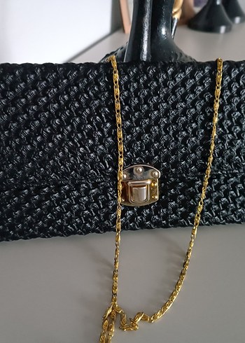 Zincir Detaylı Siyah Deri Kadın Çanta - Görsel 3