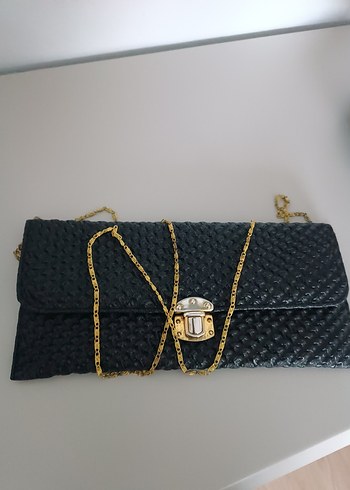 Zincir Detaylı Siyah Deri Kadın Çanta - Görsel 4