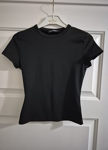 Siyah Basic Bisiklet Yaka Esnek Body