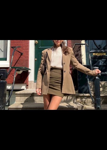 Zara Bej Düğmeli Kadın Blazer Ceket