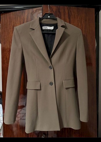 Bej Düğmeli Kadın Blazer Ceket