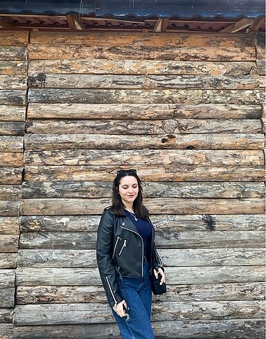 Stradivarius siyah deri ceket