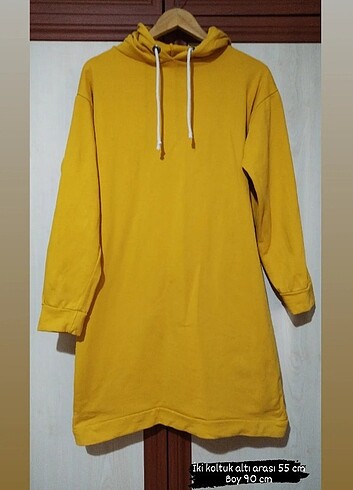Zara basic kapüşonlu uzun sweatshirt tunik 