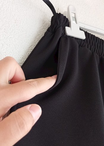 44 Beden siyah Renk Siyah Midi Kumaş Kadın Pantolon