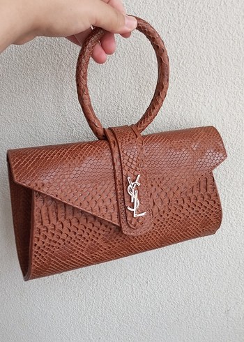 Kahverengi Yılan Derisi Desenli ysl çanta