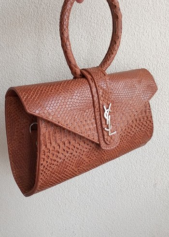 Yves Saint Laurent Kahverengi Yılan Derisi Desenli ysl çanta