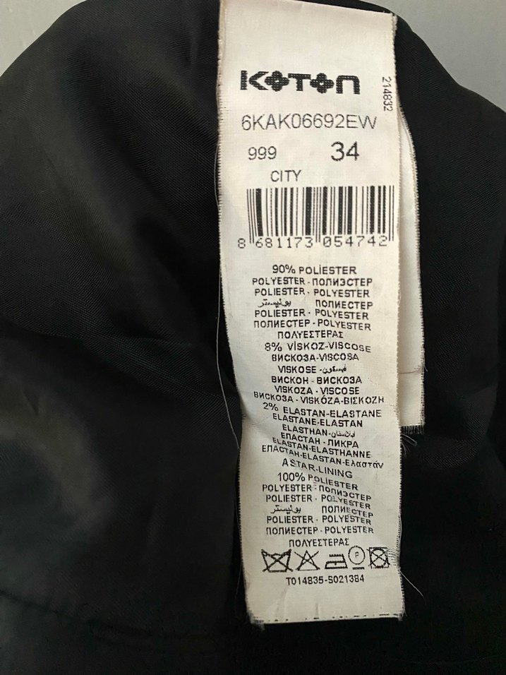 Koton Deri Detaylı Siyah Kaban - Görsel 3