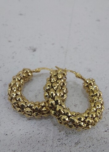 Vip İthal Çelik Gold Pullu Sepet Küpe 