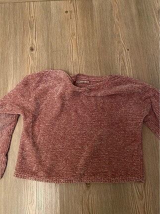 peluş crop sweatshirt