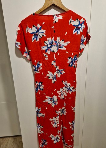 LC Waikiki Kırmızı Çiçekli Bohem Uzun Elbise
