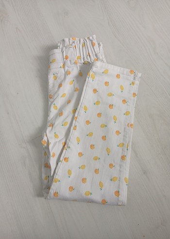 LC Waikiki Kız Çocuk Turuncu Baskılı Keten Pantolon