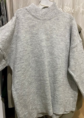 Gri Boğazlı Örgü Kadın Kazak - Görsel 3