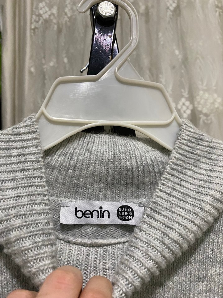 Gri Boğazlı Örgü Kadın Kazak - Görsel 5