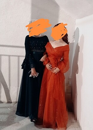 Tarçın rengi simli abiye 