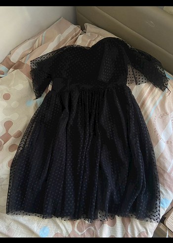 Siyah Drapeli Straplez Midi Gotik Elbise