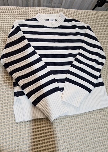 Çizgili Triko ve Midi Kot Etek Kombini - Görsel 8