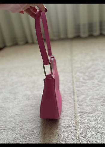 Minimalist Pembe Deri Kadın Çanta - Görsel 4