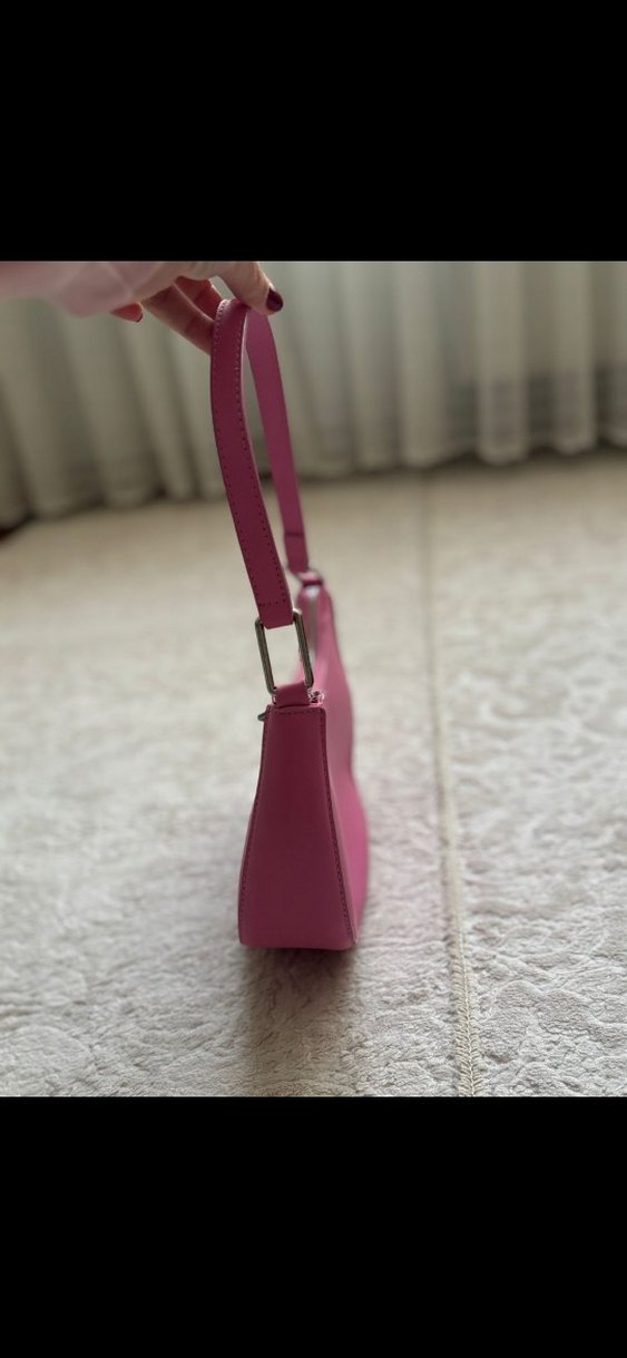 Minimalist Pembe Deri Kadın Çanta - Görsel 4