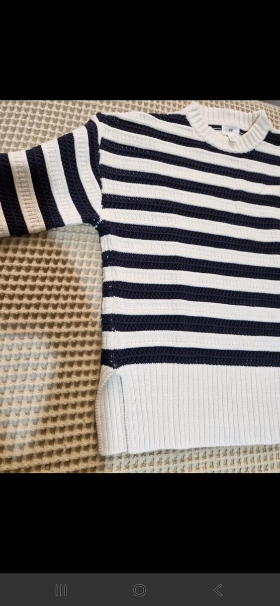 H&M Çizgili Uzun Kollu Örgü Kadın Kazak - Görsel 3