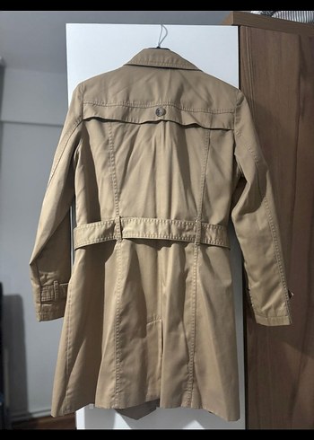 Bej Düğmeli Midi Kadın Trençkot - Görsel 2