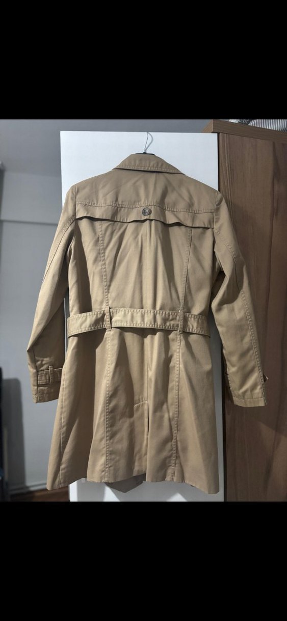 Bej Düğmeli Midi Kadın Trençkot - Görsel 2