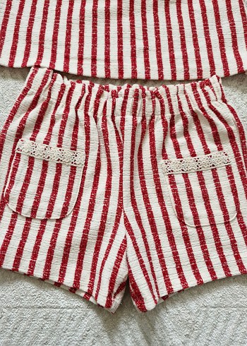 #Kızbebek #kızçocuk #takım Kısa Kollu Fırfırlı Çizgili Takım - Görsel 3