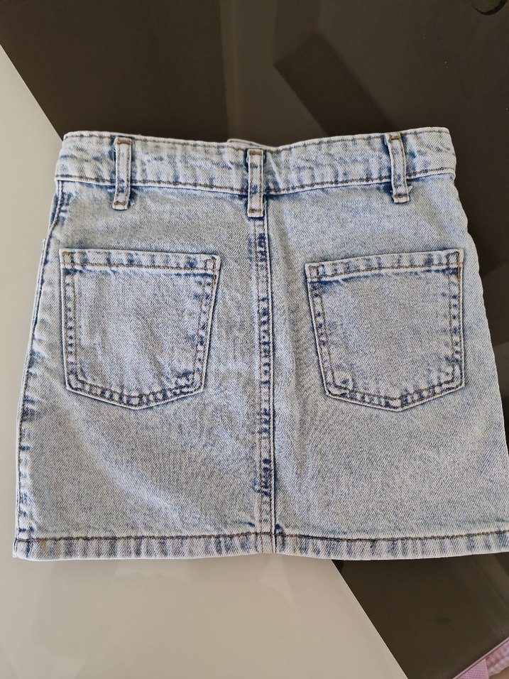 Fermuarlı Mavi Denim Mini Etek - Görsel 3