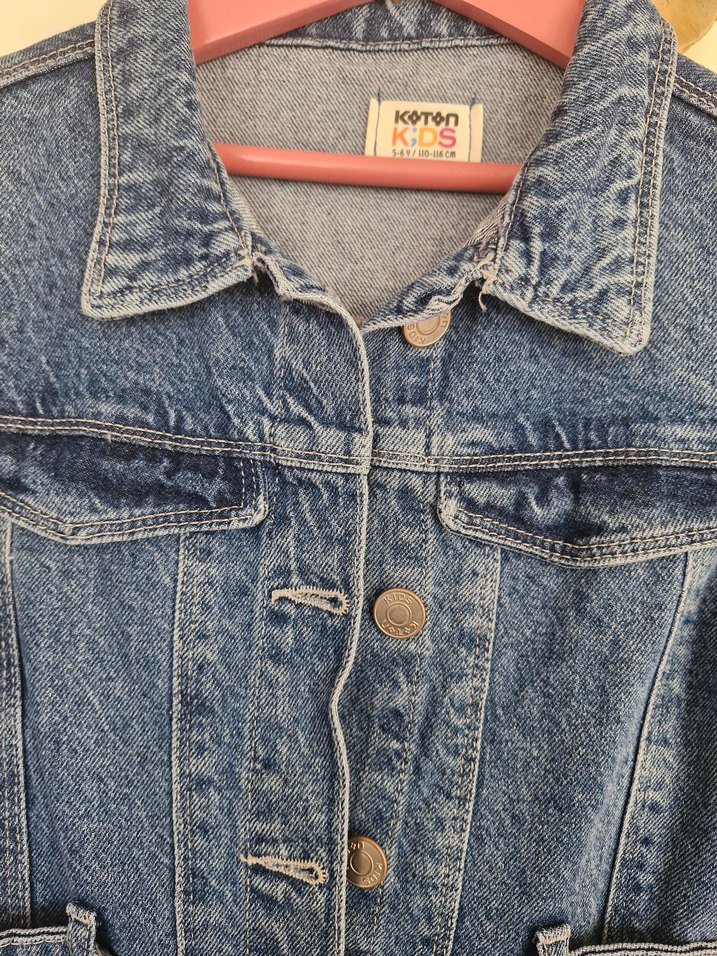 Kız Çocuk Düğmeli Kısa Kollu Kot Elbise - Görsel 2