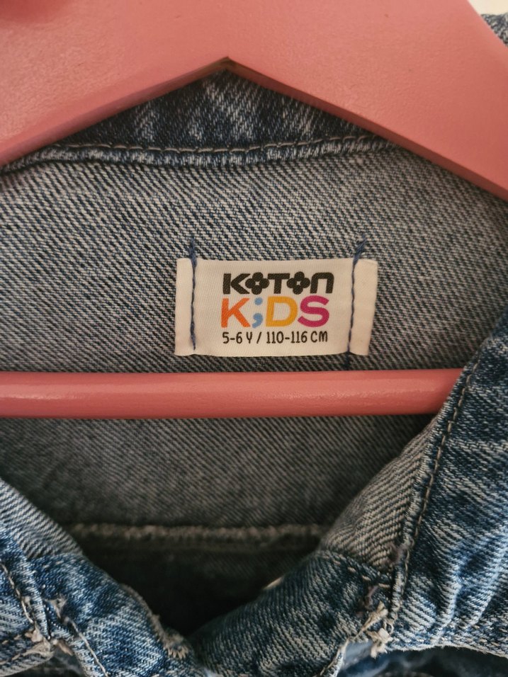 Kız Çocuk Düğmeli Kısa Kollu Kot Elbise - Görsel 5