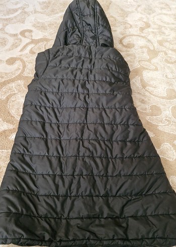 Kız Çocuk Siyah Uzun Kapüşonlu Mont - Görsel 4