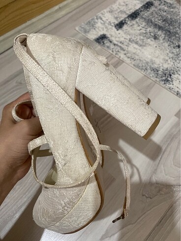 36 Beden beyaz Renk Gelinlik topuklu ayakkabı
