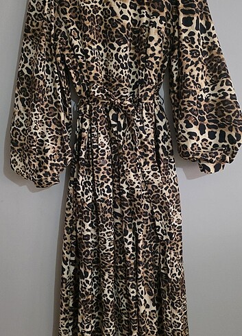 m Beden Leopar elbise 