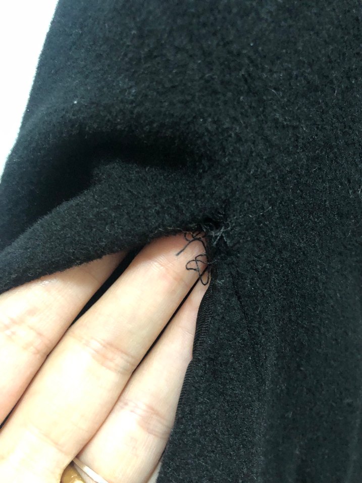 Kapüşonlu Siyah Kadın Kaşe Panço Kaban - Görsel 3