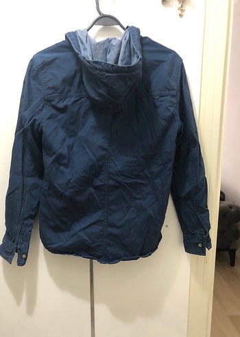 Lacivert Denim Ceket Kapüşonlu - Görsel 4