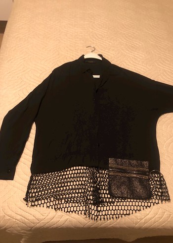 Siyah Düğmeli Midi Kadın Gömlek - Görsel 2