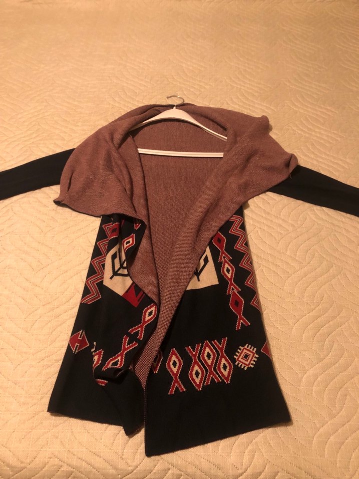 Bohem Etnik Desenli Triko hırka - Görsel 2