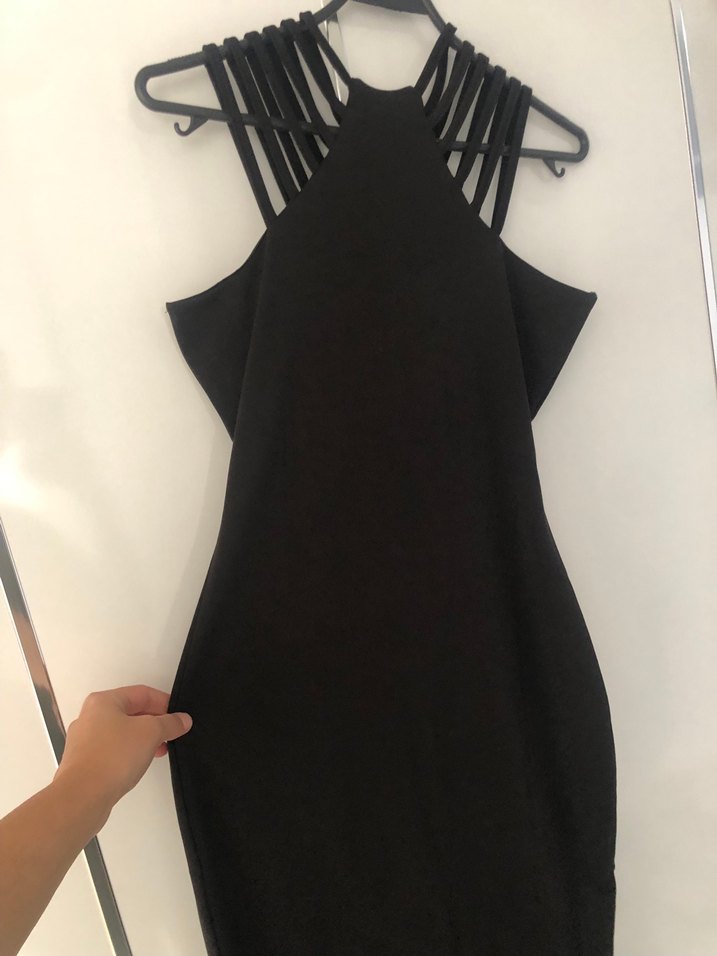 Boncuk İşlemeli Siyah Uzun Abiye Elbise - Görsel 5