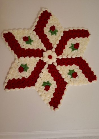 Altıgen Kırmızı Beyaz El Örgüsü lif - Görsel 2