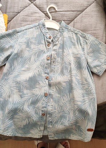 Erkek Çocuk Mavi Kısa Kollu Denim Gömlek