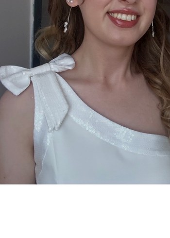 Beyaz Mini  Mezuniyet Elbisesi - Görsel 2