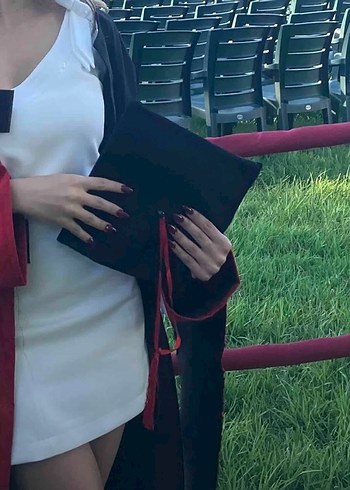 Beyaz Mini  Mezuniyet Elbisesi - Görsel 3