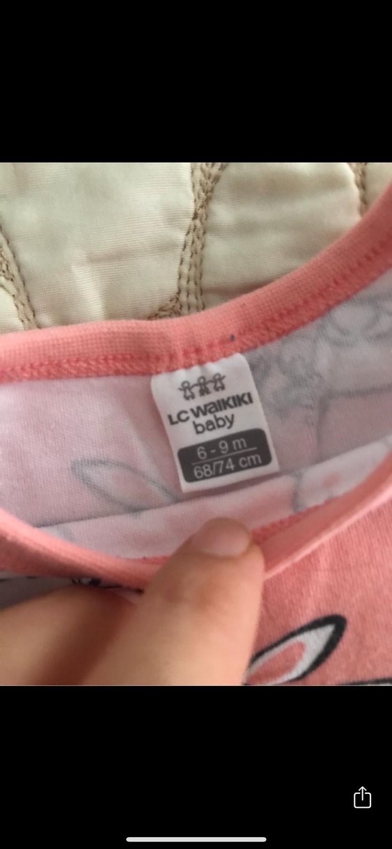 Uzun Kollu Gri ve Pembe Tavşan Baskılı Bebek Body - Görsel 2